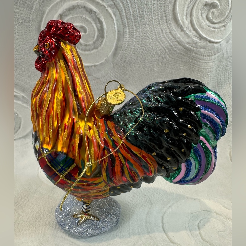 MacKenzie-Childs Vintage Glass Rooster Ornament Handmade Poland